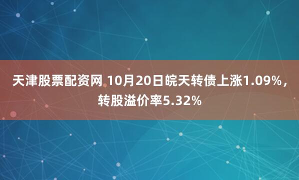天津股票配资网 10月20日皖天转债上涨1.09%，转股溢价率5.32%
